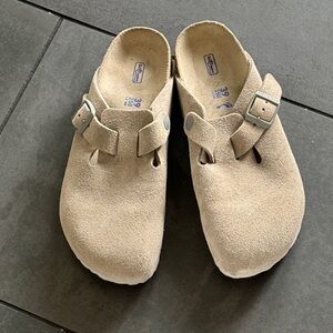Birkenstock Boston Suede Shoes - Grey